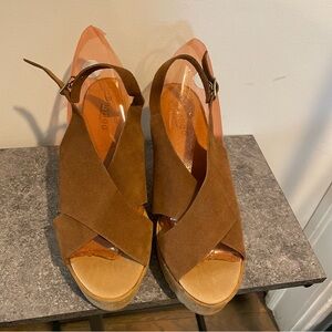 Bamboo brown wedges size 8.5